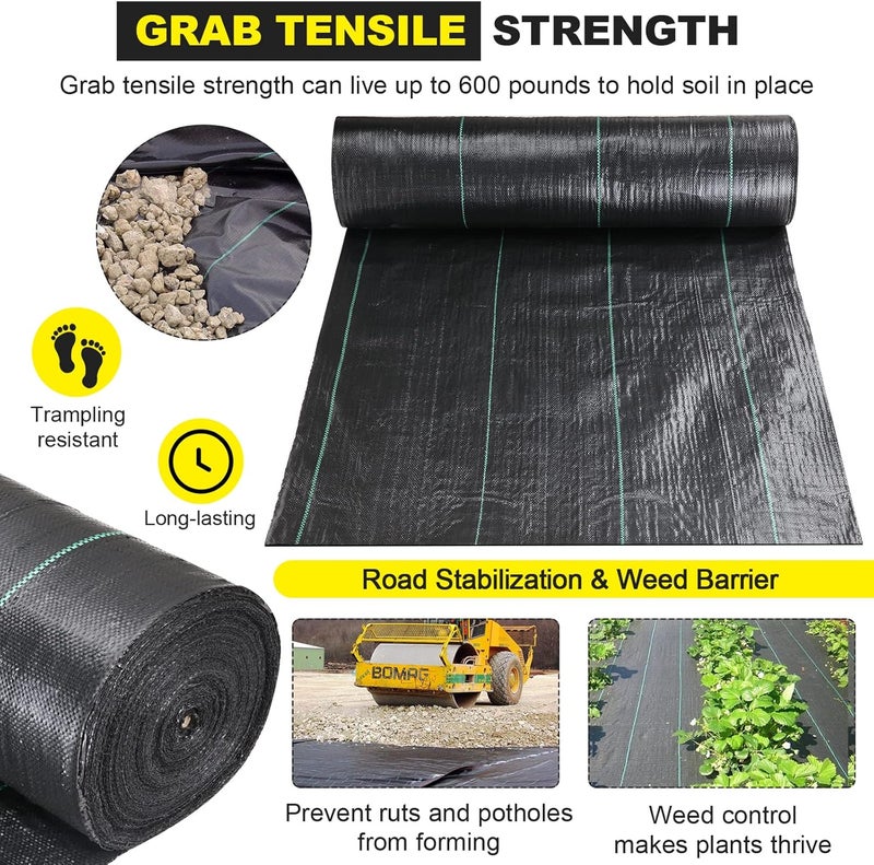 DWALE Driveway Fabric 6.5x300 ft - Commercial Weed Barrier, Heavy Duty 3.5OZ Landscape Fabric for Road, French Drain, Erosion Control, Construction Projects - Image 5